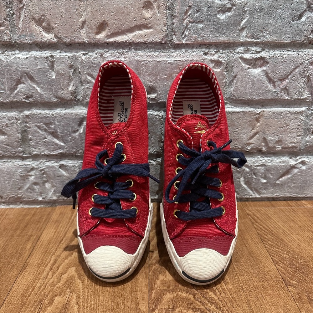 Converse Red Sneakers with Navy Laces